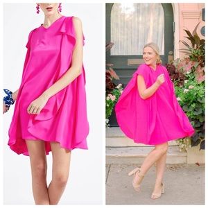 New York Designer Bright Pink Silk Dress